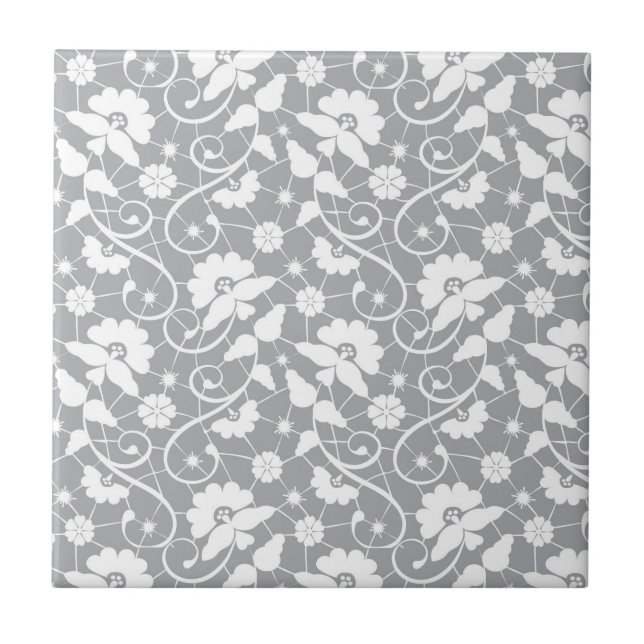 Blumen-Spitzenmuster Fliese (Vorderseite)