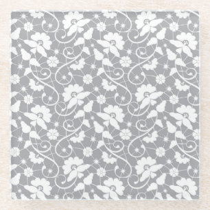 Blumen-Spitzenmuster Glasuntersetzer