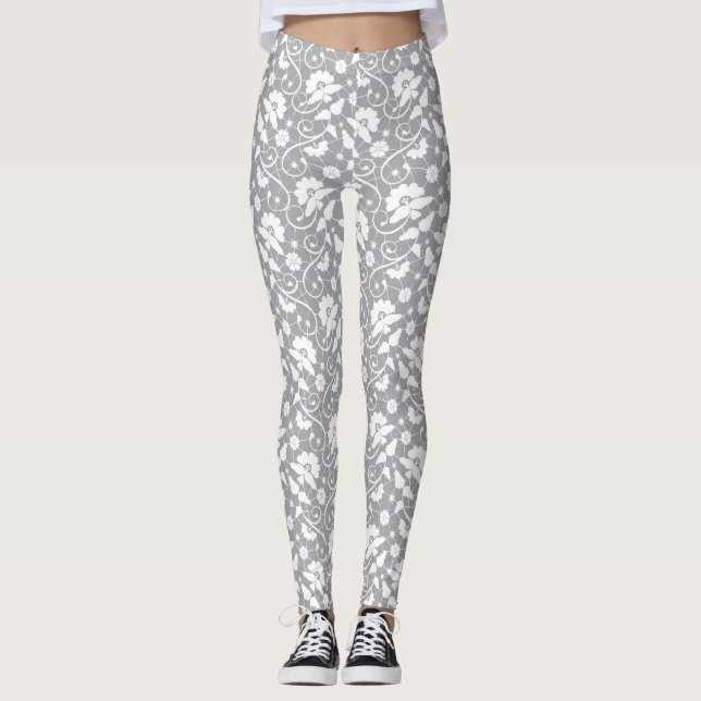 Blumen-Spitzenmuster Leggings (Vorderseite)