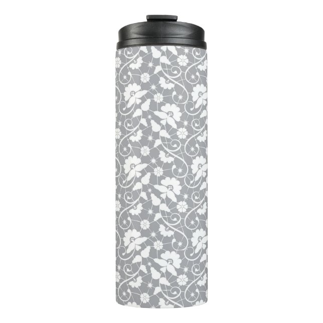 Blumen-Spitzenmuster Thermosbecher (Vorderseite)