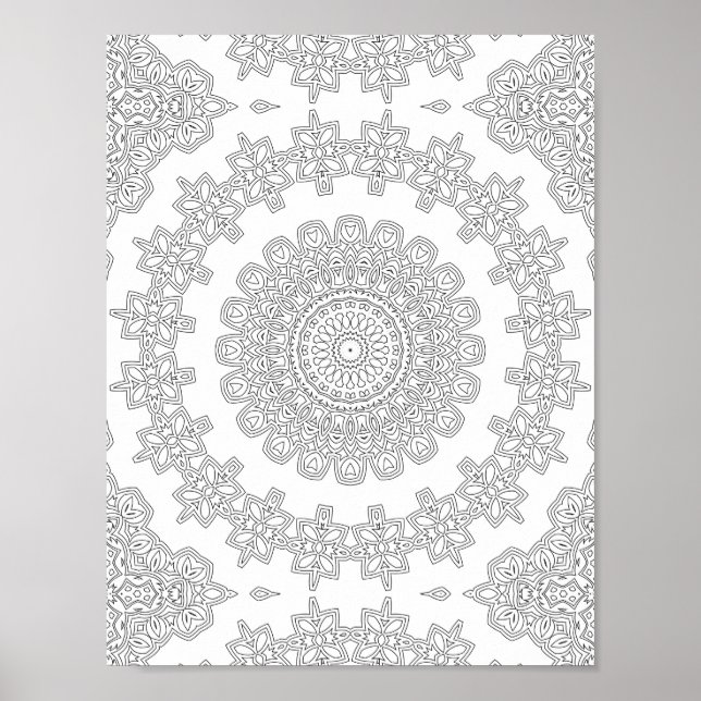 Blumen-Stern-Ring-Malvorlage Muster Kunstwerk Poster (Vorne)