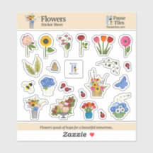 Blumen-Stickerbogen