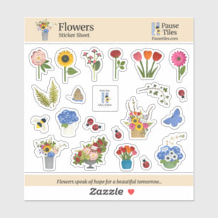 Blumen-Stickerbogen Aufkleber
