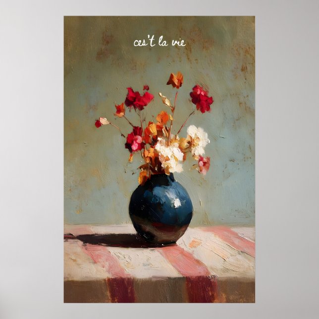 Blumen-Stillleben-Kunstprint Malerisches Gefäß Poster (Vorne)