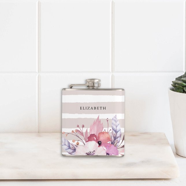Blumen & Streifen Flachmann (Von Creator hochgeladen)