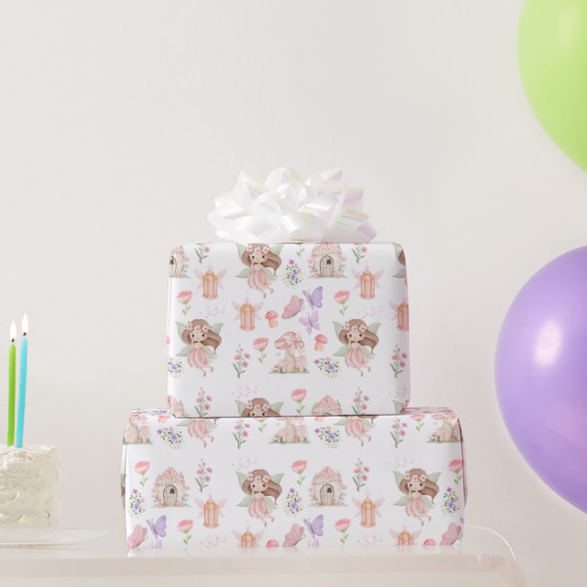 Blumen Süße Feen Geburtstagsfeier Geschenkpapier (Partygeschenke)