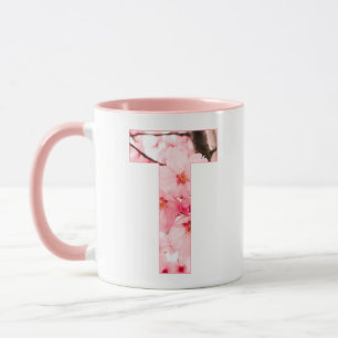 Blumen-T-Initial-Tasse Personalisierter Name & E Tasse
