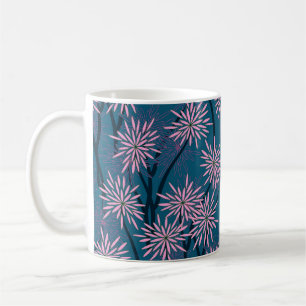 Blumen Tapete: Asiatisch navyblau, rosa. Kaffeetasse
