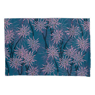 Blumen Tapete: Asiatisch navyblau, rosa. Kissenbezug