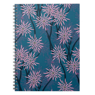Blumen Tapete: Asiatisch navyblau, rosa. Notizblock