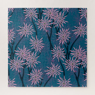 Blumen Tapete: Asiatisch navyblau, rosa. Puzzle