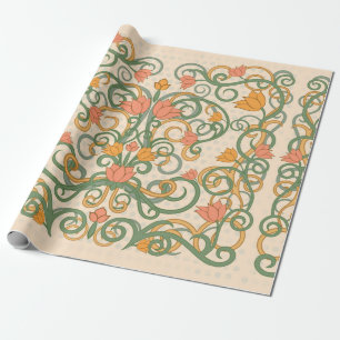 Blumen Tapete im Jugendstil, Vintage-Illustration Geschenkpapier