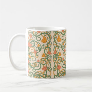 Blumen Tapete im Jugendstil, Vintage-Illustration Kaffeetasse