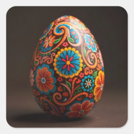 Blumen-Tapeten-Oster-Ei Quadratischer Aufkleber