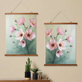 Blumen-Tapeten-Wanddekoration Wandteppich Mit Holzrahmen