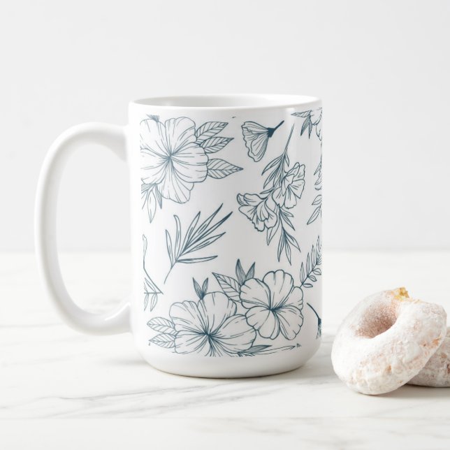 Blumen-Tasse, 0,45l Kaffeetasse (Mit Donut)