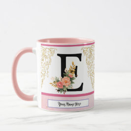 Blumen-Tasse E mit Buchstaben – Personalisierter A Tasse