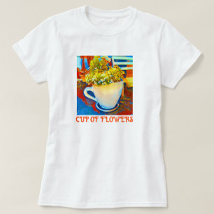 Blumen-Tasse-Kaffeetasse-Pflanzgefäß T-Shirt