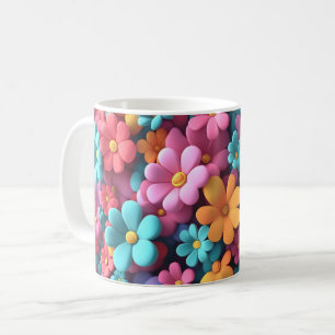 Blumen-Tasse mit farbenfrohen botanischen Blumen, Kaffeetasse