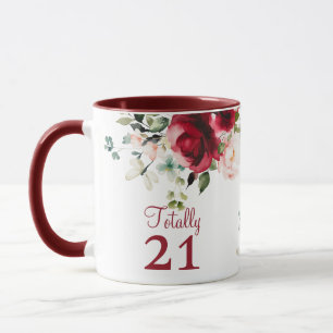 Blumen-Tasse zum 21. Geburtstag Tasse