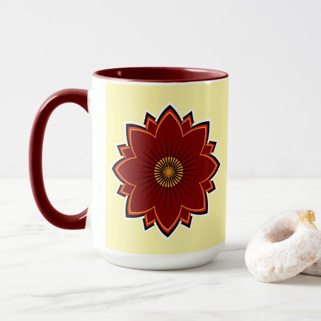 Blumen-Tassen - Florales Design Tasse (Mit Donut)