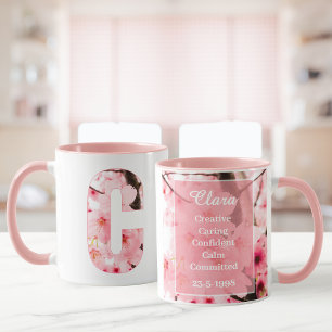 Blumen-Tassen mit Anfangsbuchstabe C Personalisi Tasse