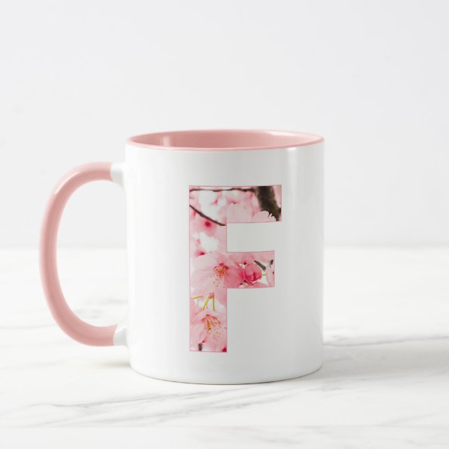 Blumen-Tassen mit Anfangsbuchstabe F | Personalisi Tasse (Links)