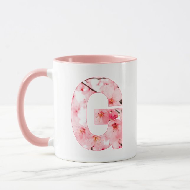 Blumen-Tassen mit Anfangsbuchstabe G | Personalisi Tasse (Links)