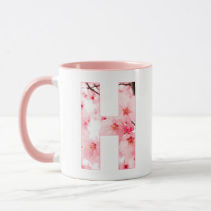 Blumen-Tassen mit Anfangsbuchstabe H   Personalisi Tasse