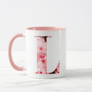 Blumen-Tassen mit Anfangsbuchstabe L   Personalisi Tasse