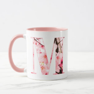 Blumen-Tassen mit Anfangsbuchstabe M Personalisi Tasse