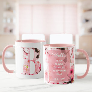 Blumen-Tassen mit Anfangsbuchstabe Personalisier Tasse