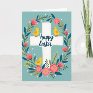 Blumen Teal Vogel Kreis Karte