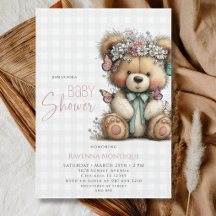 Blumen-Teddy-Bär-Buffalo-Karo-Mädchen-Baby-Party