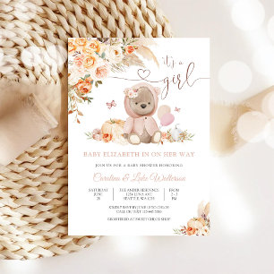 Blumen-Teddybär-Baby-Party-Einladung Einladung