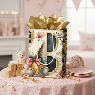 BLumen-Teddybär Buchstabe B Mittlere Geschenktüte