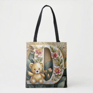 Blumen-Teddybär Buchstabe D