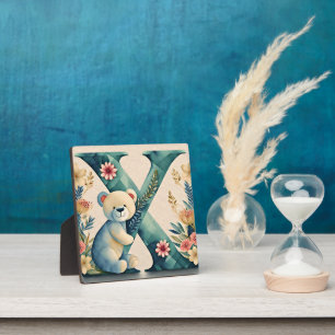 Blumen-Teddybär Buchstabe X Fotoplatte