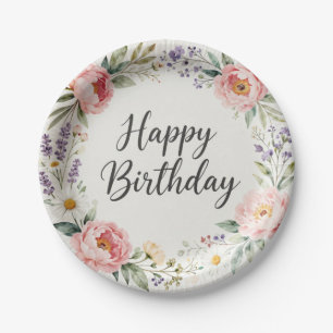 Blumen-Teller 'Happy Birthday' aus Papier Frühli Pappteller