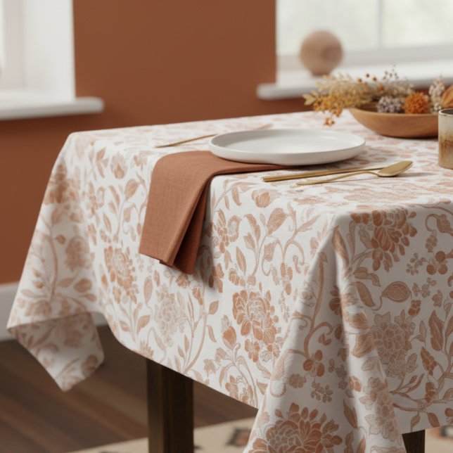 Blumen Terrakotta-Toile-Muster Tischdecke (Add a touch of rustic charm to your home with this Floral Terracotta Toile Pattern Tablecloth! )
