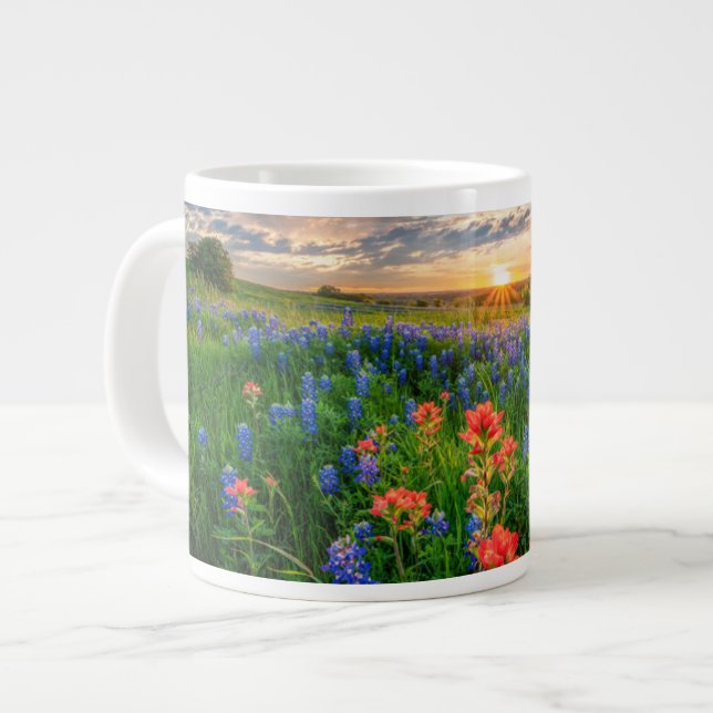 Blumen | Texas Bluebonnets & Indian Paintbrush Jumbo-Tasse (Vorderseite Links)