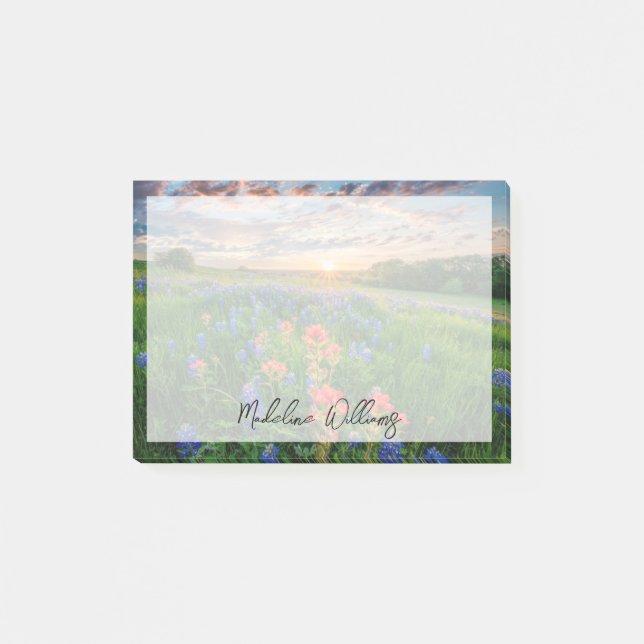 Blumen | Texas Bluebonnets & Indian Paintbrush Post-it Klebezettel (Vorderseite)