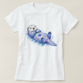 Blumen-Thema Seeotter T-Shirt
