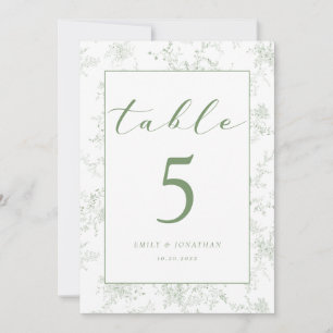 Blumen-Toile-Grün Hochzeitstischkarte Einladung