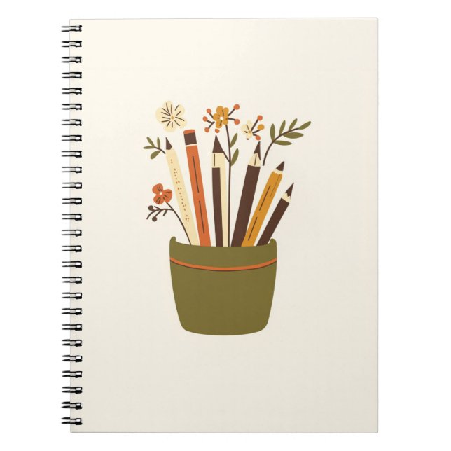 Blumen-Topf-Studie Ästhetisches Notizbuch Notizblock (Vorderseite)