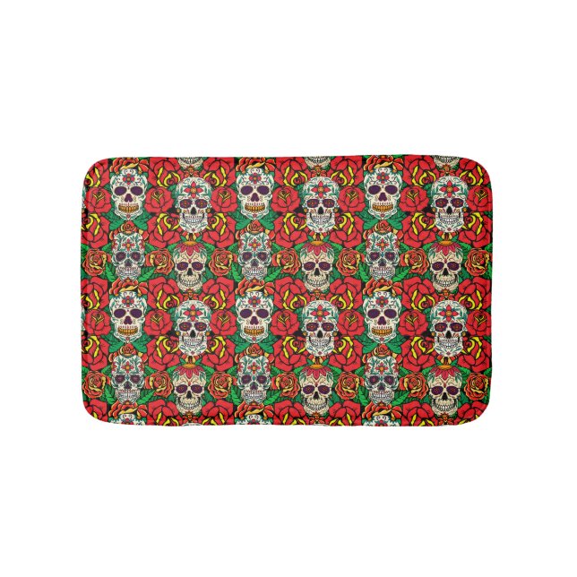 Blumen-Totenkopf-Muster Badematte (Vorderseite)