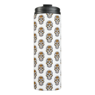 Blumen-Totenkopf-Muster Thermotasse Thermosbecher