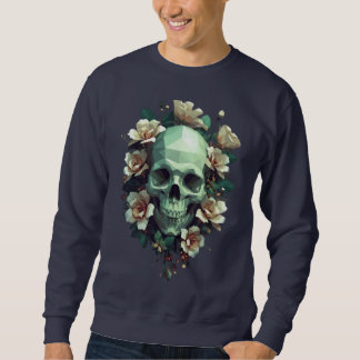 Blumen-Totenkopf-Pixel-Art Sweatshirt