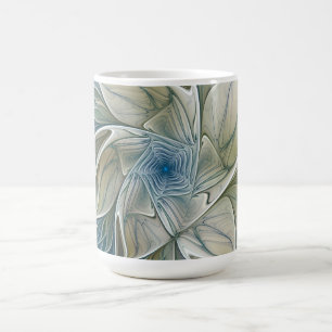 Blumen-Traum-Muster abstrakt blau khaki Fraktal Kaffeetasse
