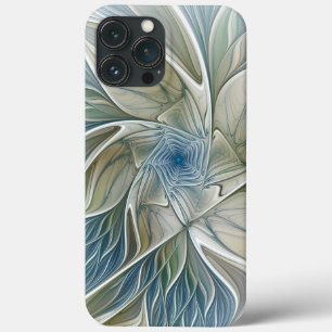 Blumen-Traum-Muster abstraktes Blau Khaki Fraktal Case-Mate iPhone Hülle